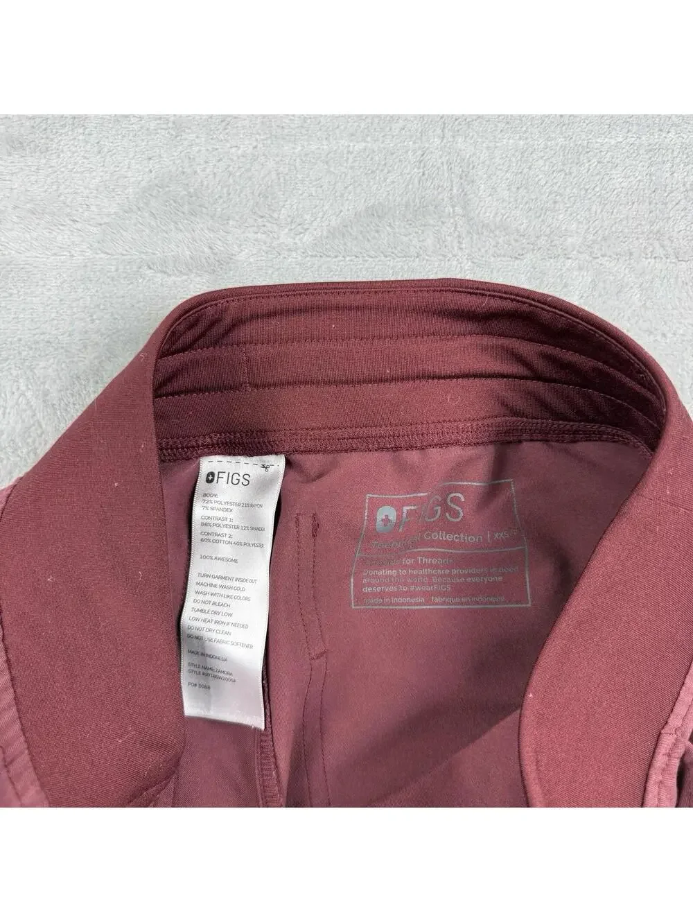 FIGS Zamora Technical Collection Jogger Scrub Pants Burgundy XXS Petite Uniform